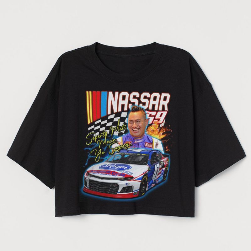 CROP TEE KING NASSAR COLLECTION | KAOS BAJU CROP TOP OVERSIZE OPPA KIYOWO DANGDUT HITAM WANITA