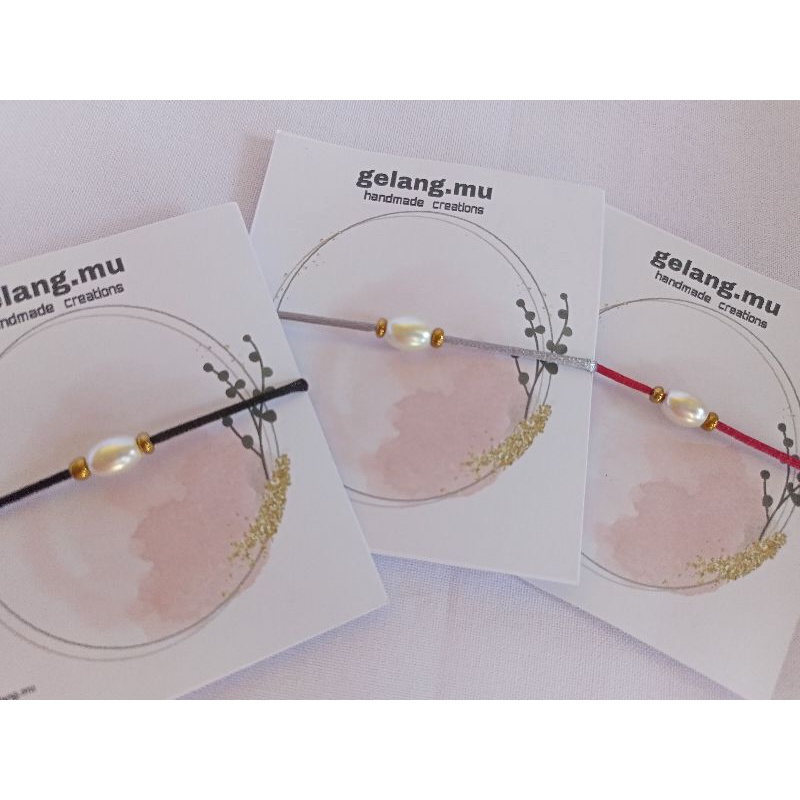 gelang tali mutiara oval manik (model serut)