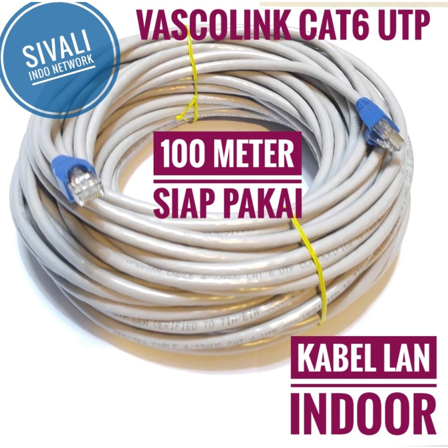 100 METER VASCOLINK KABEL LAN CAT6 SIAP PAKAI