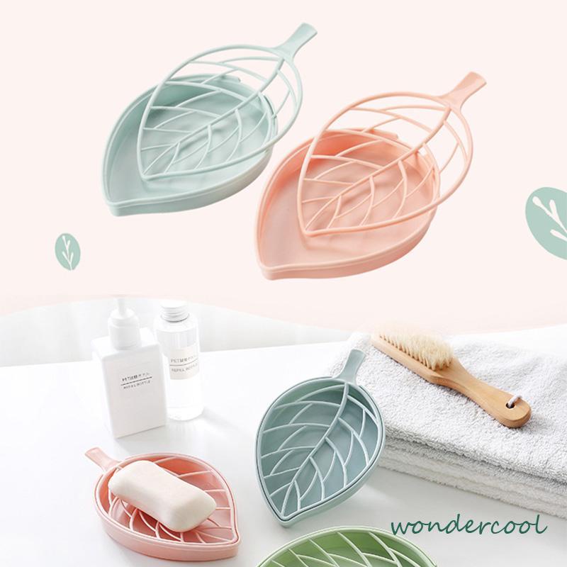 Kotak Sabun Daun Kreatif Kamar Mandi Gratis Punch Suction Cup Toilet Drain Soap Rack-Won