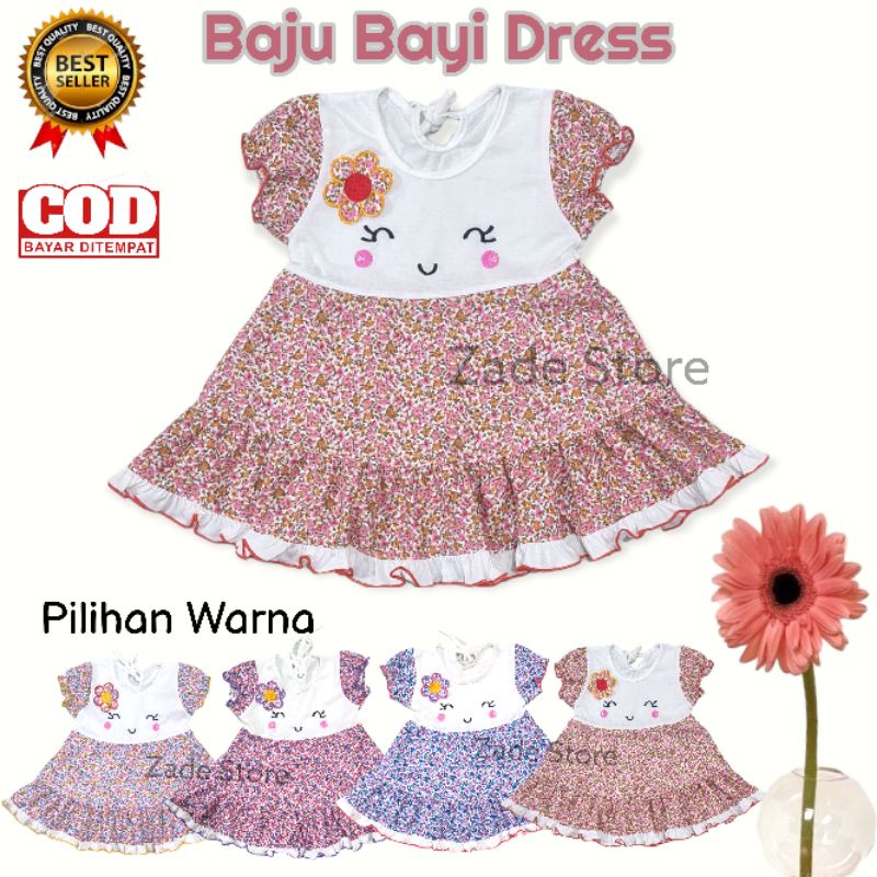 Baju dress bayi 0-6 bulan motif baju anak perempuan Dress pesta bordir rok bayi terusan anak balita baju atasan cat flower