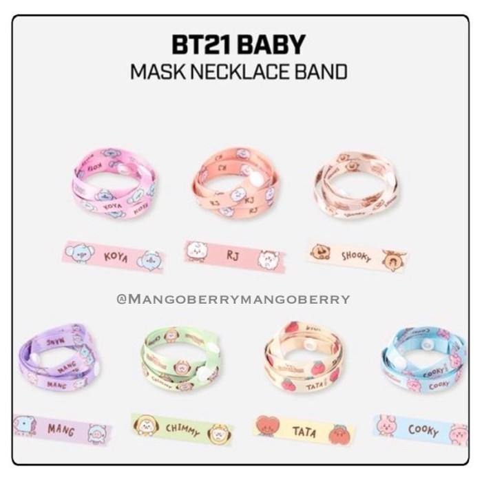Bt21 Line Friends Baby Mask Necklace Band (Strap Masker Bt21)