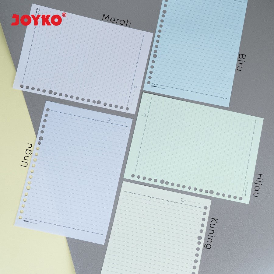 Loose Leaf Color Isi Kertas File Binder Warna Joyko A5-103MIX-50 MIX 5 Warna