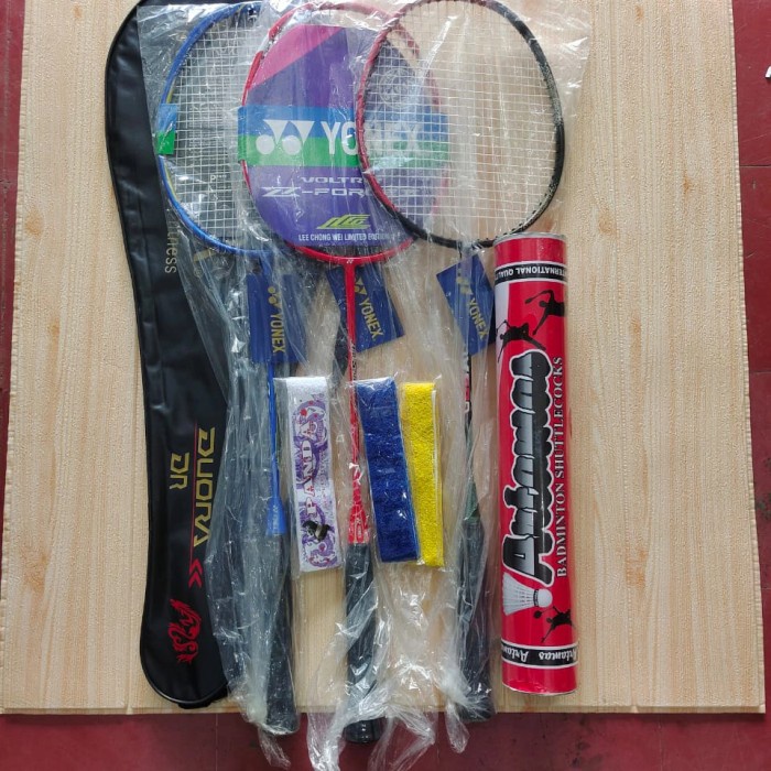 Raket Badminton Yonex Aluminium Carbon Sepasang +Grip+Tas+Kok