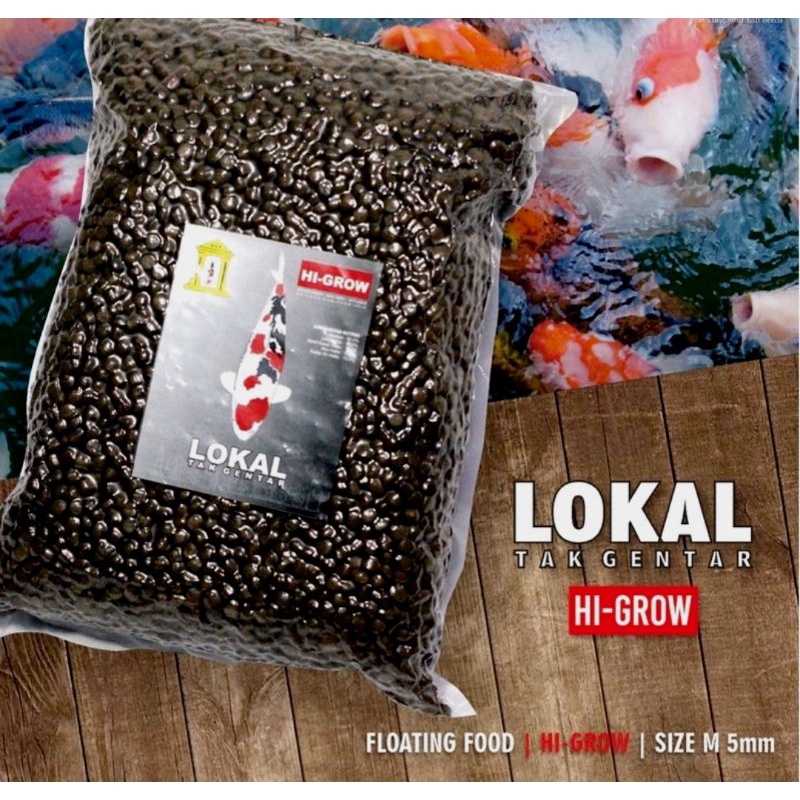 pakan pelet makanan ikan koi sumo n LTG lokal tak gentar higrow size 5mm 1kg