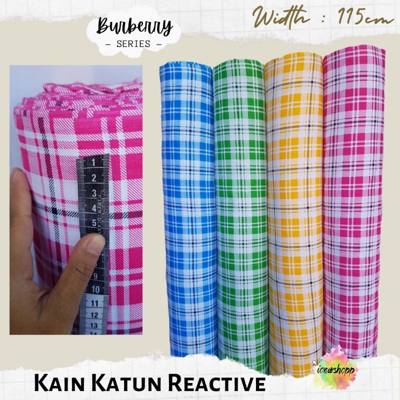 Kain Katun Reactive Kotak Kotak  Besar Lebar 115cm