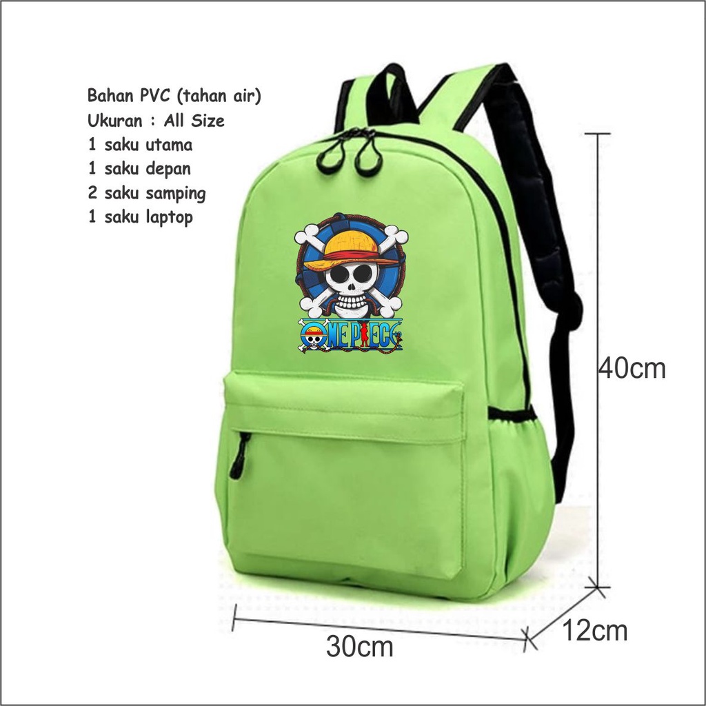 PVJ Tas Ransel Sekolah Anime One Piece Luffy Backpack Anime Full Colour