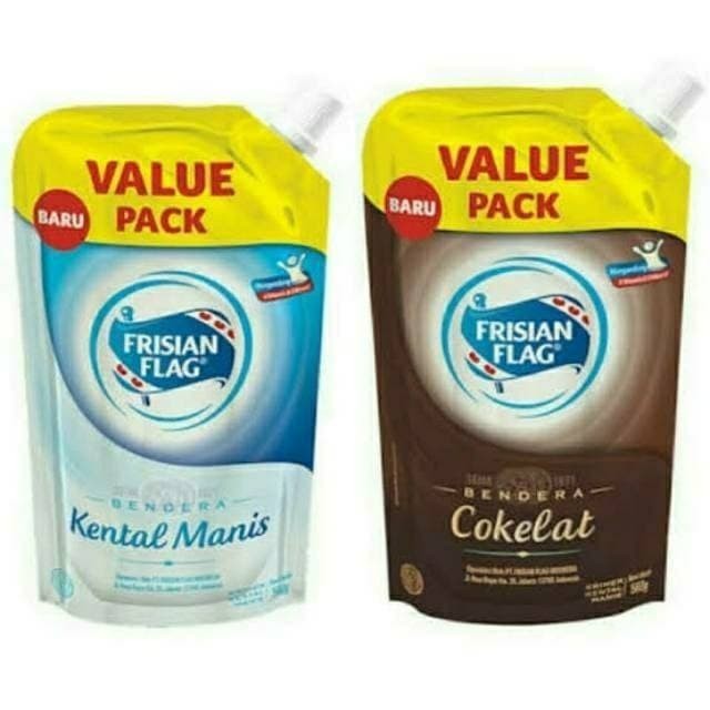 

Susu kental Manis (SKM) Frisian Flag Pouch 560 Gr- Putih & Coklat