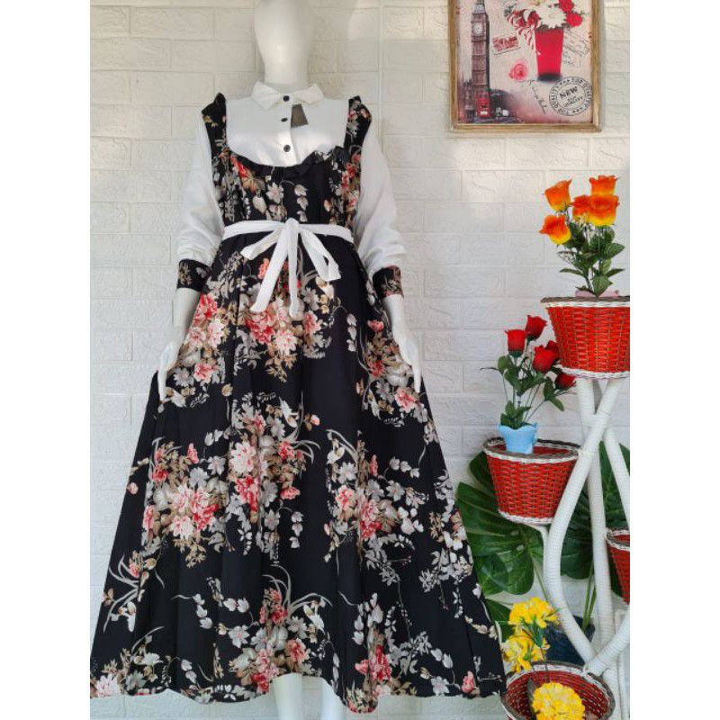 gamis Noni Belanda terbaru cantik/gamis Noni motif bunga sakura cantik