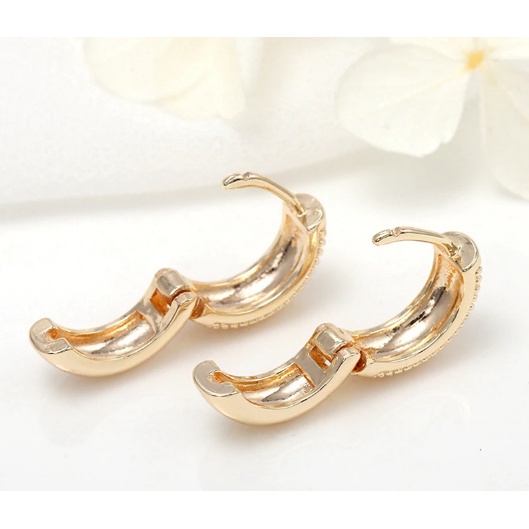 Anting clip full permata dua baris warna gold terlaris termurah