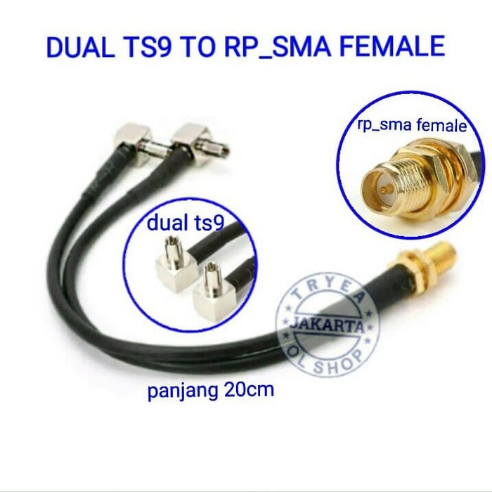 Miliki PIGTAIL DUAL TS9 to RP-SMA FEMALE Terlaris