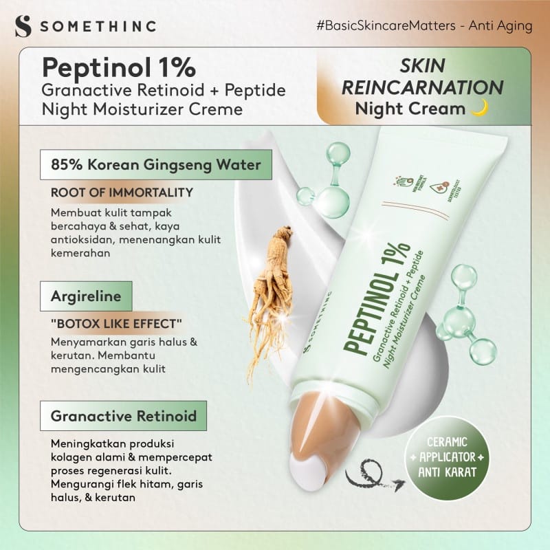 SOMETHINC BASIC SKINCARE - ANTI AGING SERIES | PEPTINOL Granactive Retinoid + Peptide Night Moisturizer Cream / SOS Bakuchiol Silk Creme