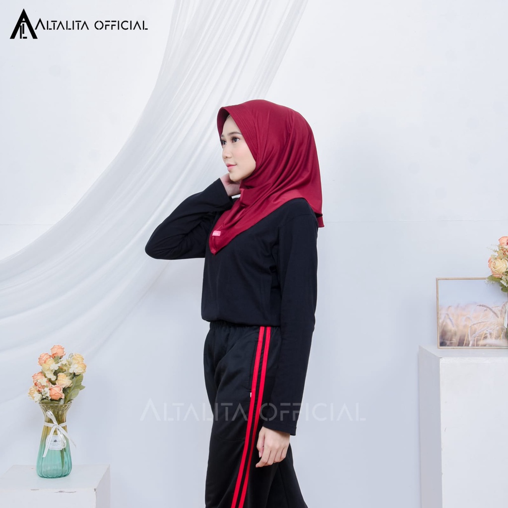 Altalita - Jilbab Instant Sporty pet Bahan Jersey Spandek Polos Premium Cocok Untuk Sekolah Olahraga dan Sehari-Hari