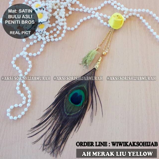 Bros peniti juntai jilbab bulu merak asli liu merak