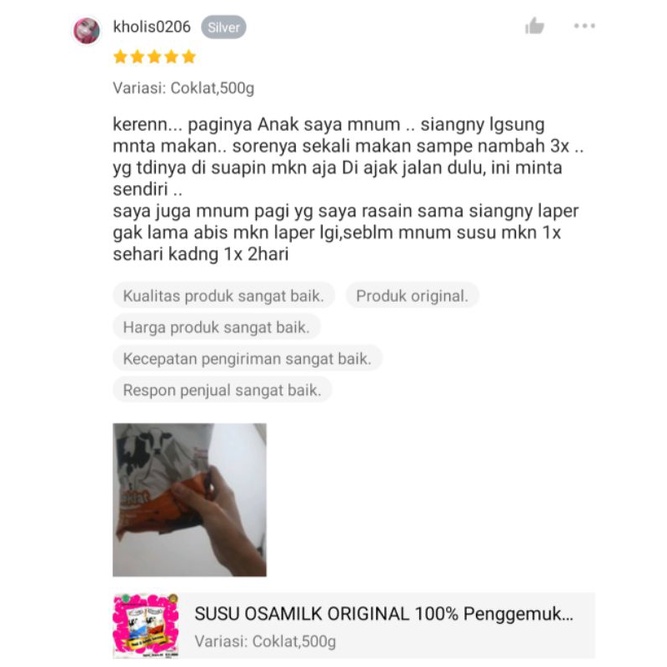 SUSU OSAMILK ORIGINAL 100% Penggemuk Badan &amp; Penambah Nafsu Makan 500 g