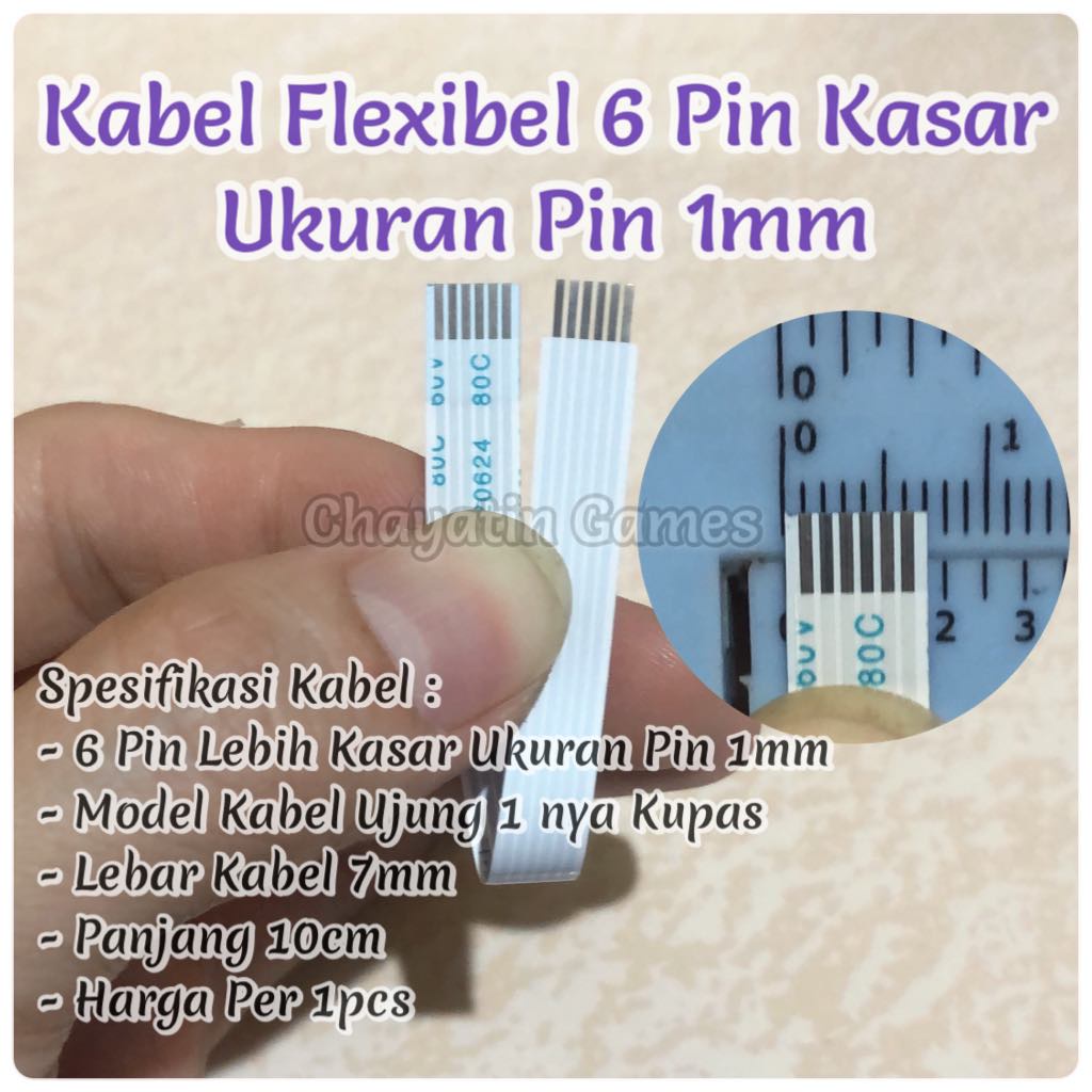 Kabel Flexibel 6 Pin Kasar Panjang 10cm Ujung Kabel Bisa Di Solder Ukuran Pin 1mm