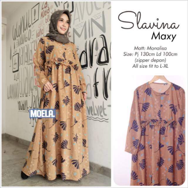Gamis motif slavina dress original moela