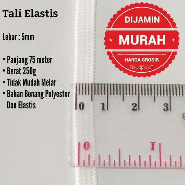 Tali Elastis Putih 3mm Dan 5mm @107M Murah