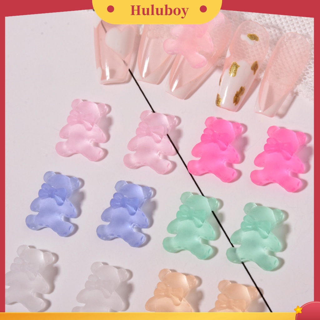 Huluboy Huluboy♡ 30pcs / Set Ornamen Kuku UV Gel Bentuk Beruang Efek Kilau Untuk Aksesoris Manicure Wanita