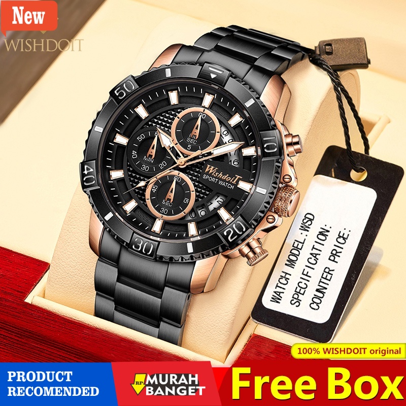 Jam pria analog terbaik- COD100%Original WISHDOIT Jam Tangan Pria Anti Air Cowok Men Watches Waterpr