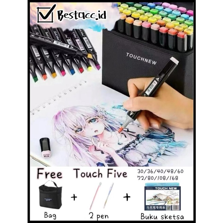 

Touchfive Marker 30 Color / Twin Marker Brush Pen Art Copic 30 Warna
