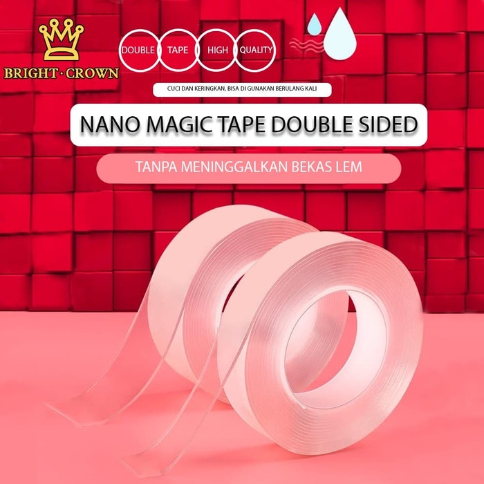 PEREKAT-PENGIKAT- MAGIC TAPE NANO / DOUBLE TAPE / SUPER TAPE / ISOLASI BENING SUPER KUAT - 1M TEBAL