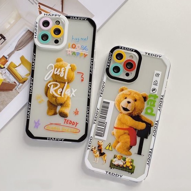 Soft Case Silikon TPU Transparan Motif Beruang Untuk IPhone 12 13 SE2020 6 6S 7 8 Plus X XS XR 11 Pro Max