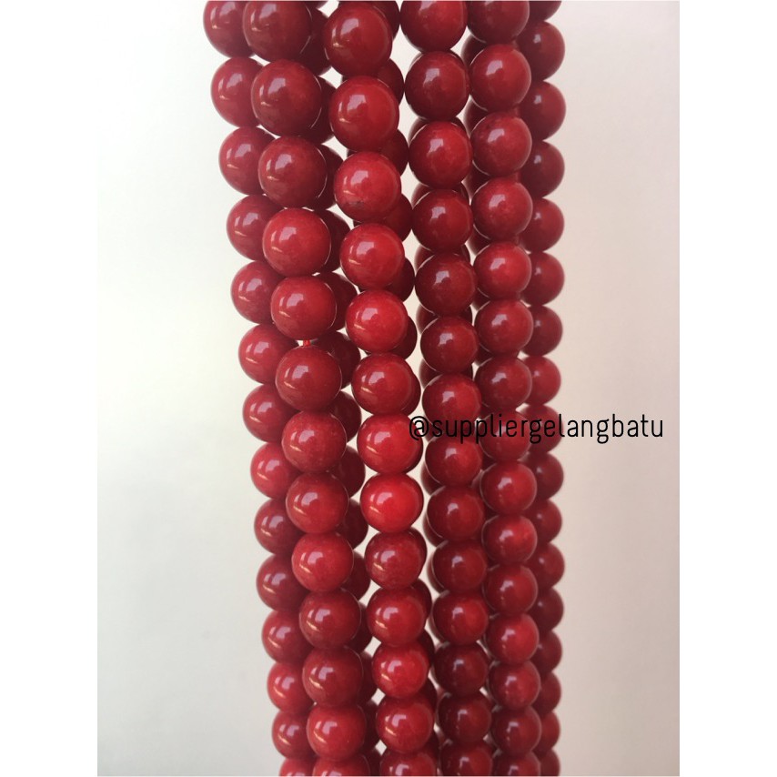 batu red ruby 10mm coral agate merah onyx kilap aksesoris fashion akik grosir kerajinan aksesoris