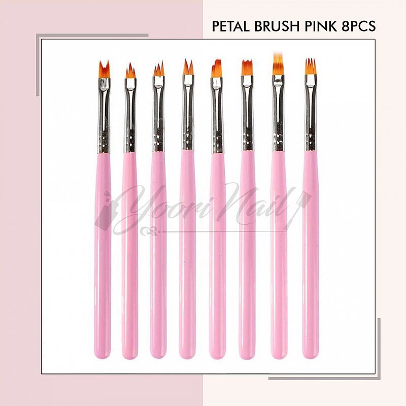 Petal brush set 8pcs nail art brush kuas nail art painting brush kuas kelopak