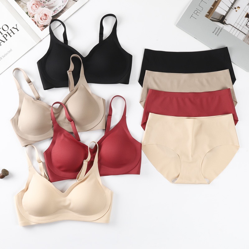 KINDSTORE❤ |One LICA Set Bra dan Celana Dalam Mulus untuk Wanita Push Up