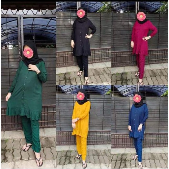 ONE SET SET CELANA+LONG TUNIK ARAB POLOS