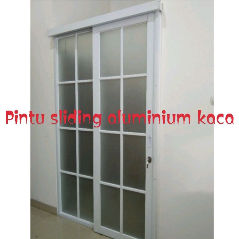 Pintu sliding aluminium kaca mati ornament
