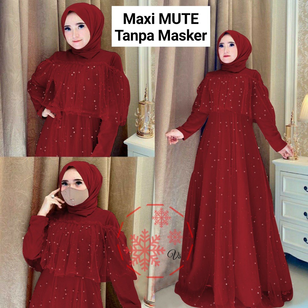 Mute Gamis Pesta Brukat Tile/ Gamis Kondangan Seragam/ Gamis Jumbo Wanita/ Fashion Muslim - Size M L XL XXL