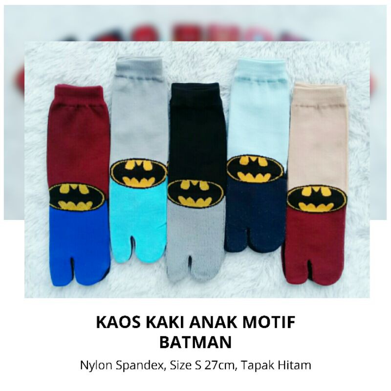 Kaos Kaki Jempol Anak Laki2/Cowok Motif Kartun Superhero, Superman, Batman, Spiderman, Captain America, Iron man (Murah, Panjang, Tapak Hitam)