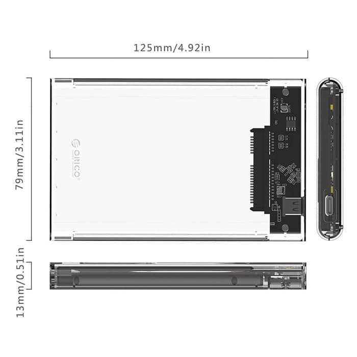 Accessories Orico 2139C3-G2 Type-C Hard Drive Enclosure 2.5&quot; USB 3.1 Transparant