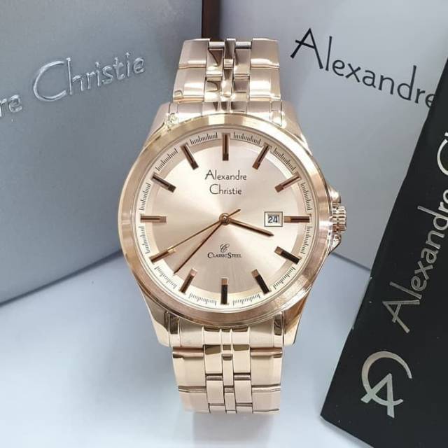 JAM TANGAN PRIA ALEXANDRE CHRISTIE AC 8402 ROSEGOLD ORIGINAL
