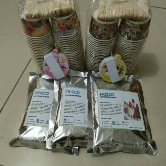 

paket ice cream frizco 3 bubuk +2 slop cup