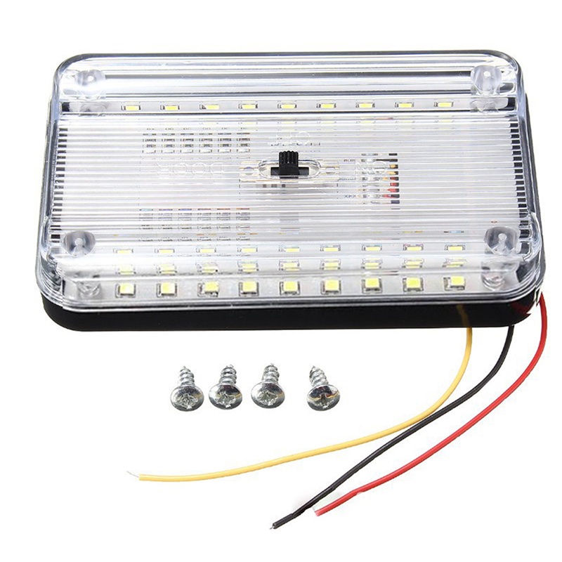 (Happy) Lampu Baca 36-led 12v Warna Putih Untuk Interior Atap Mobil