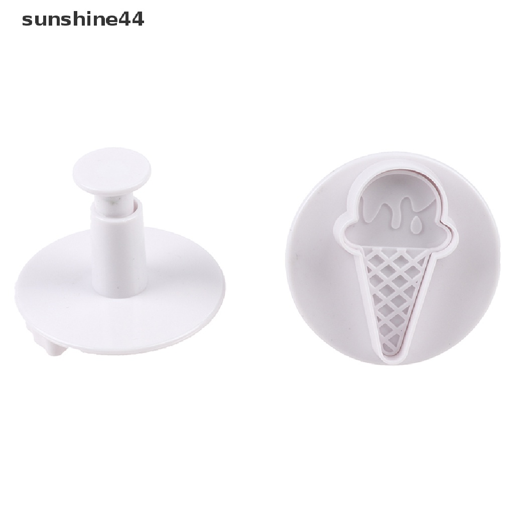 Sunshine 4pcs / Set Cetakan Pemotong Es Krim / Cookies / Popcorn / Permen Dengan Plunger