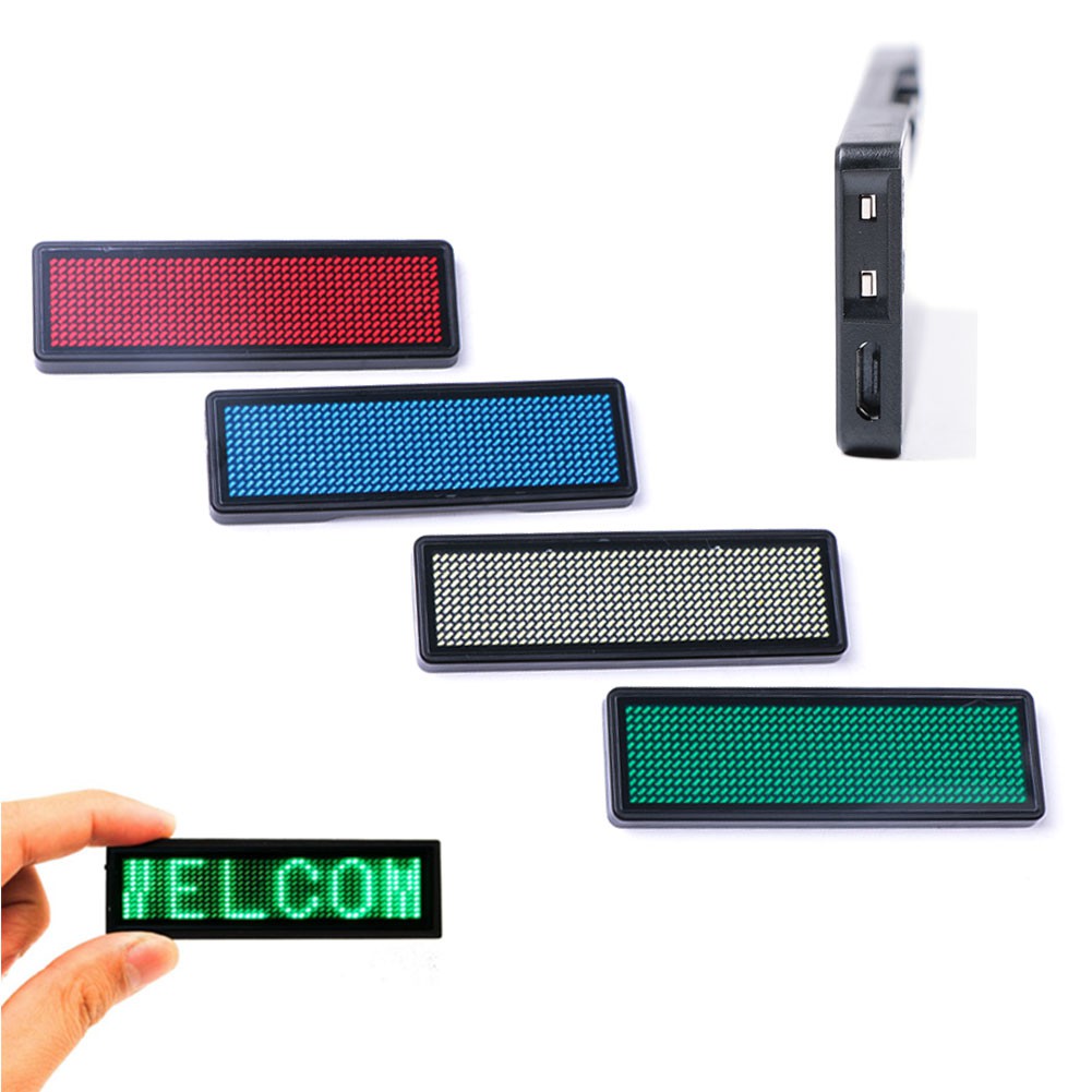 【READY STOCK】Mini LED Digital Programmable Rechargeable Scrolling Name Message Tag Sign