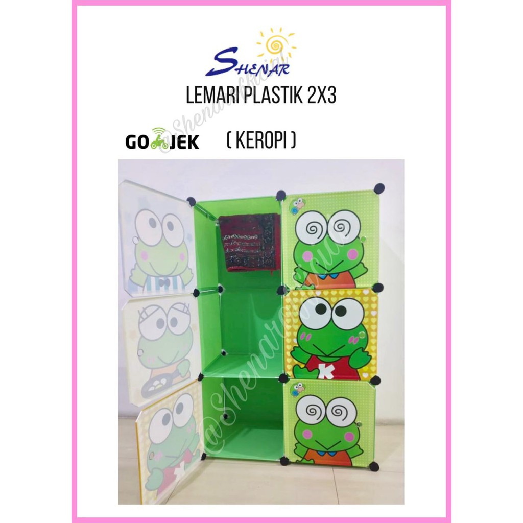 SHENAR LEMARI PLASTIK  6 PINTU / LEMARI PORTABLE / GANTUNGAN / LEMARI ANAK / KARAKTER - BISA COD