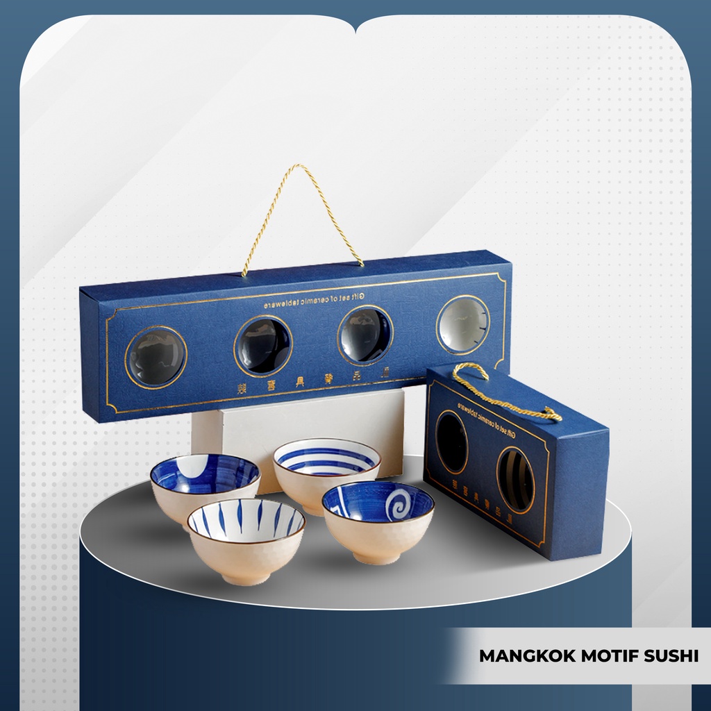 Set Mangkok Keramik Motif Sushi Unik&Lucu / Gift Set Box Mangkok Keramik Import Termurah