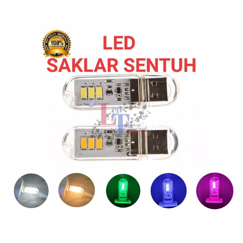 Led usb saklar sentuh 3 mata led lampu darurat lampu malam lampu camping