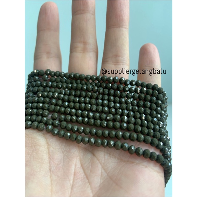 Kristal Ceko 4mm green hijau army bahan kreasi prakarya gelang kalung