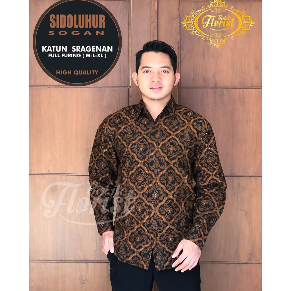 SIDOLUHUR SOGAN PANJANG Kemeja Batik Pria Full Furing Bahan Katun Primisima