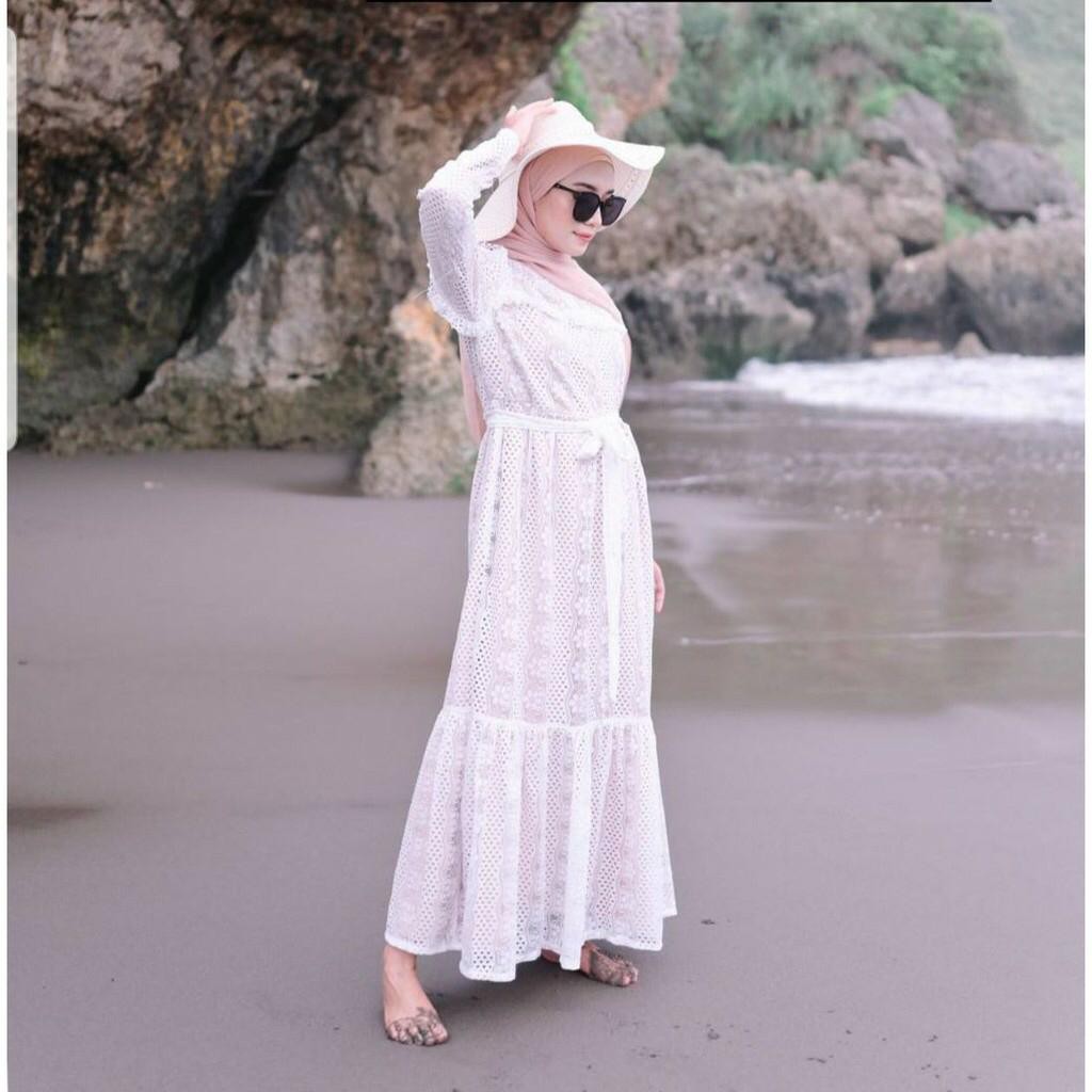 Setelan Baju Kondangan Sheryl Dress Brokat Gamis Lebaran Ramadhan Outfit