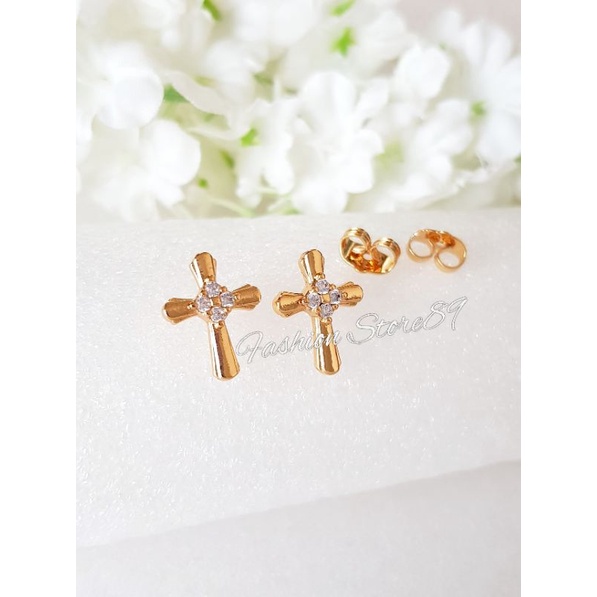 Ready Anting Tusuk Salib Fashion anting rohani perhiasan lapis emas xuping yaxiya impor anting dewasa anting salib bestseller bestquality premium impor