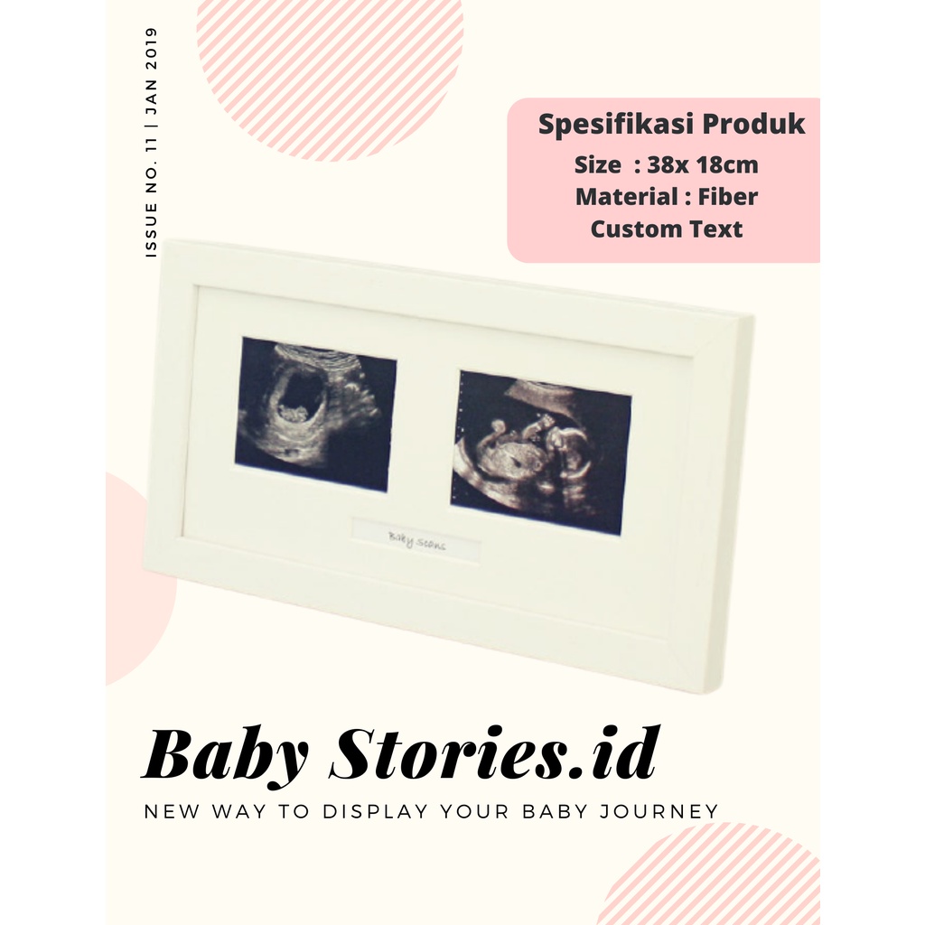 BINGKAI FOTO/ FRAME FOTO BAYI USG CUSTOM UNIK 2 FOTO WHITE