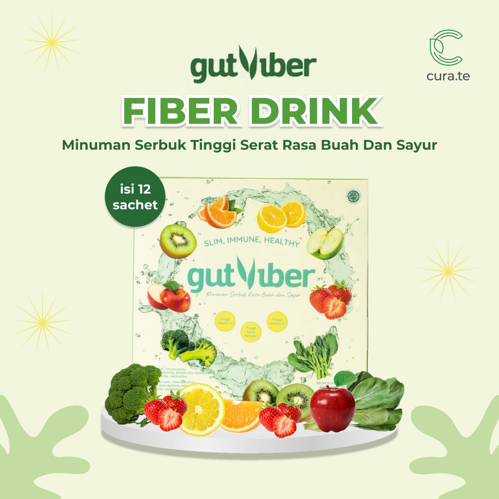 GUTVIBER MINUMAN SERAT BUAH &amp; SAYUR BOX | DETOX FIBER SLIM DRINK