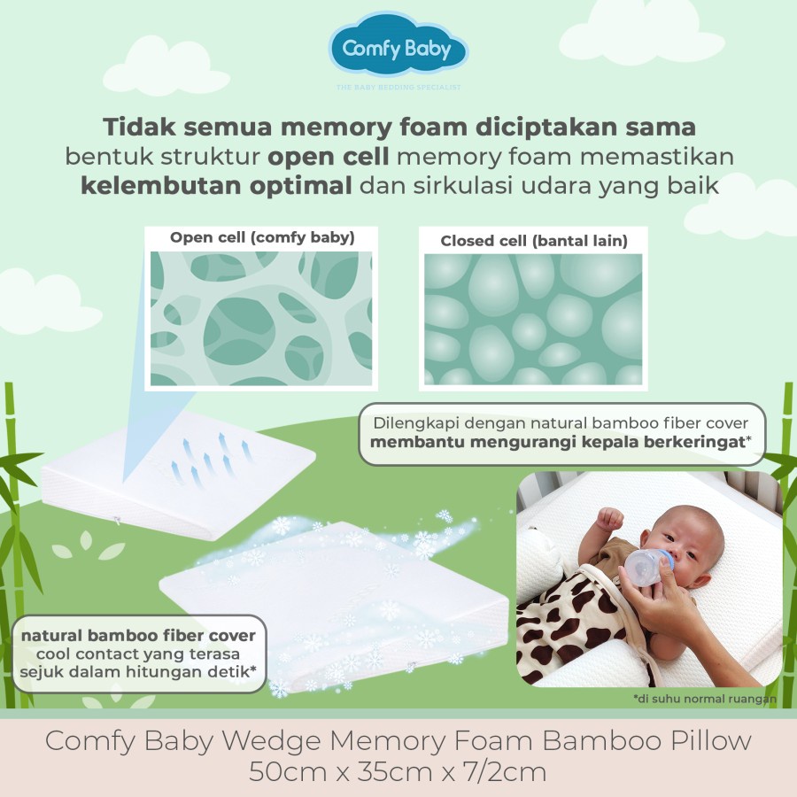 Comfy Baby Wedge Memory Foam Bamboo Pillow